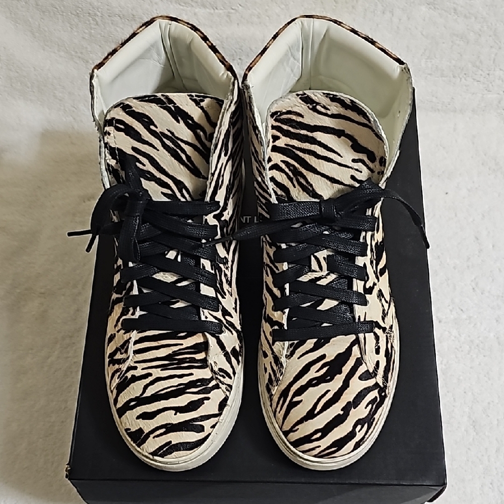 Zebra Print High-Top Sneakers